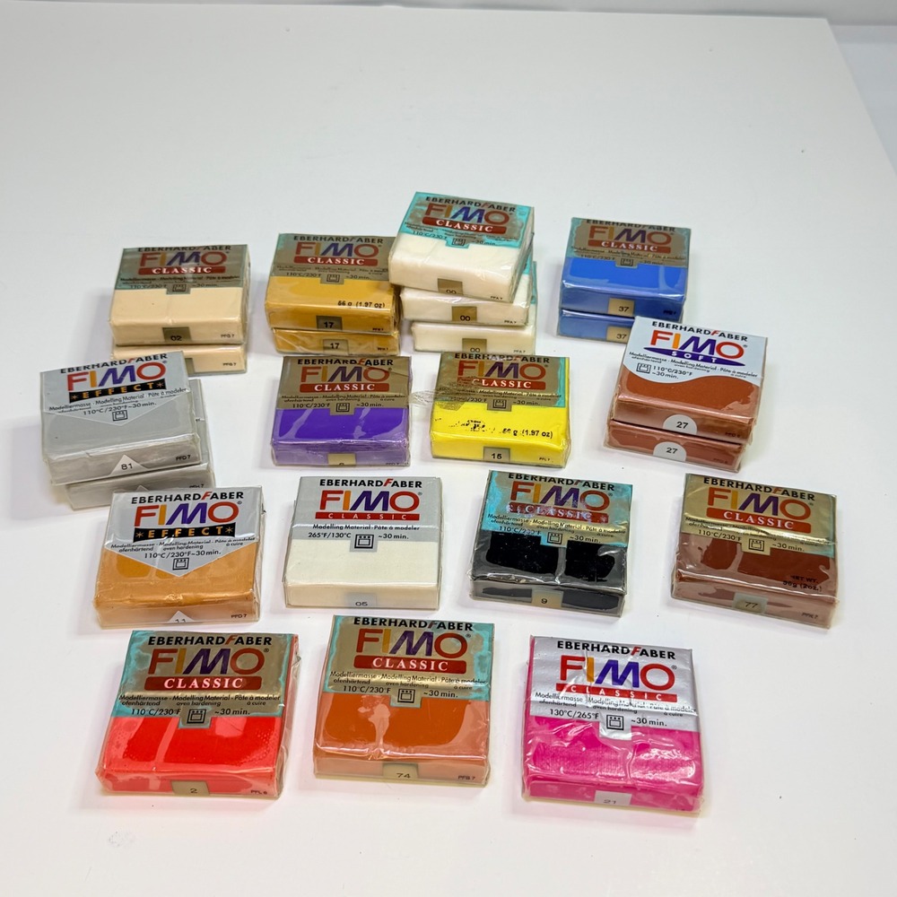 Eberhard Faber Fimo Polymer Clay Lot 20 Blocks Classic Soft Effect Multi Color